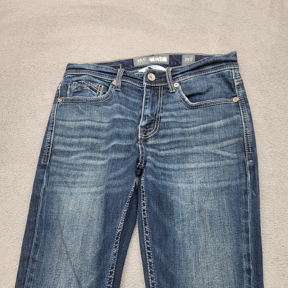BKE Alec Jeans Mens 29x28 Blue Skinny Slim Denim Stretch Dark Wash ABP4016